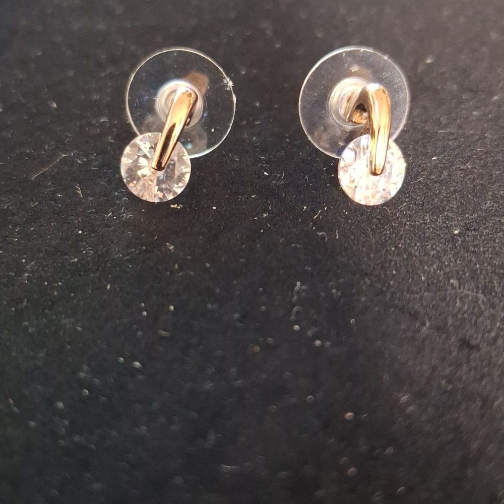 Givenchy Rose Gold and Silver Crystal Accent Earrings - Picture 5 of 6